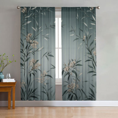 2Pcs rideaux à motif floral de printemps, campagne artistique moderne de style champêtre français filtrant la lumière pour le salon, la chambre à coucher, la cuisine, la poche à tringle, la fenêtre, les rideaux