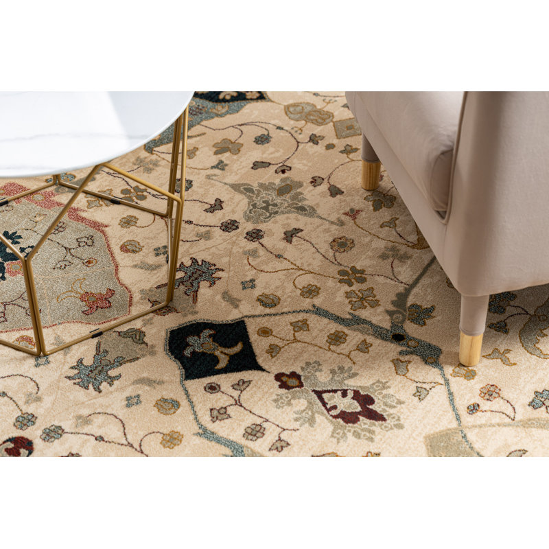 Zack Oriental Wool Area Rug, Rectangle 200 x 300cm, Cream