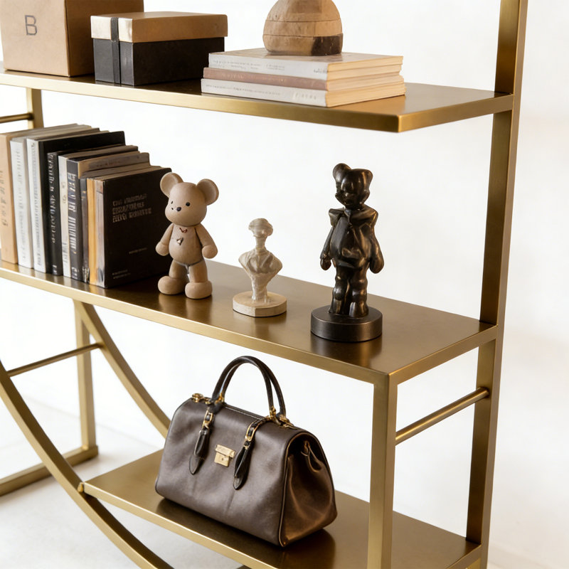 Modern Metal Display Shelf, Gold