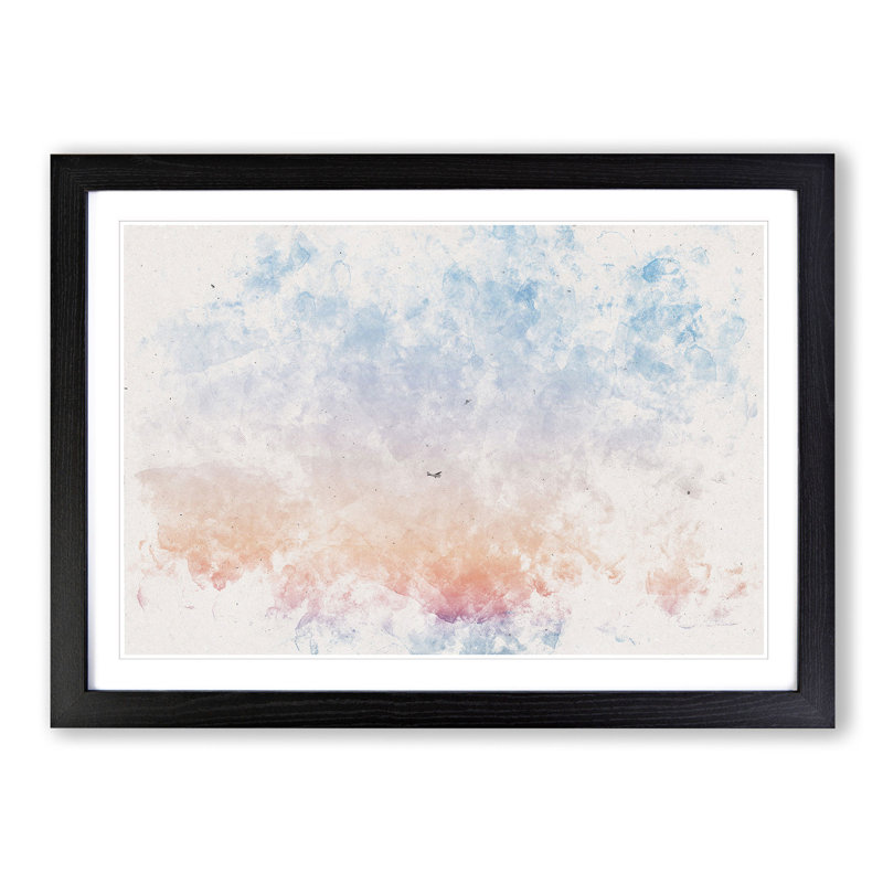 Airplane over Florida Watercolour - Picture Frame Graphic Art Print, 45cm H x 63cm W x 2cm D, Black Framed