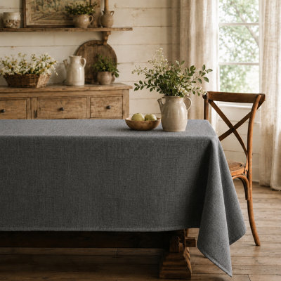 Heavyweight Linen Textured Rectangle Spill Resistant Tablecloth
