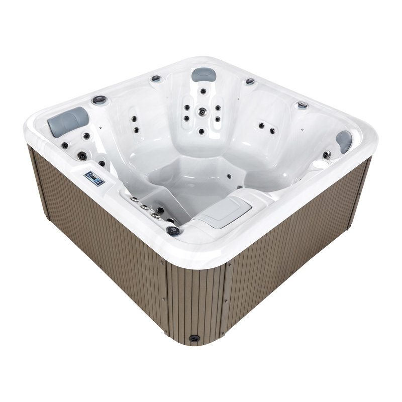 Ebern Designs CALIMA 5270 Volt 6 Person 33 - Jet Square Hot Tub in Brown