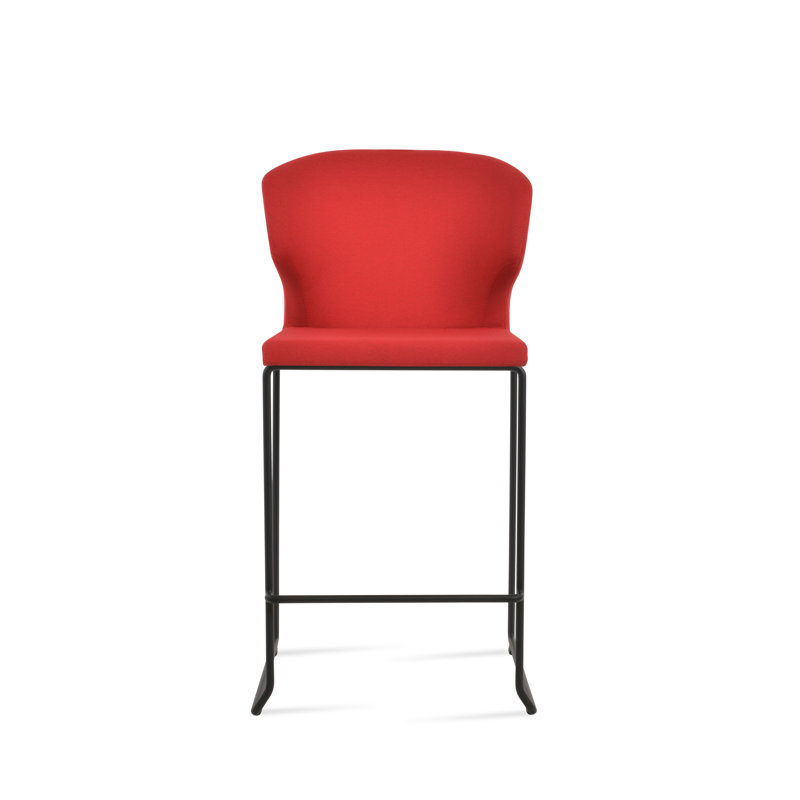 Tabouret de bar et de comptoir empilable Amed, Noir, noir, noir, noir, Rouge d’époque