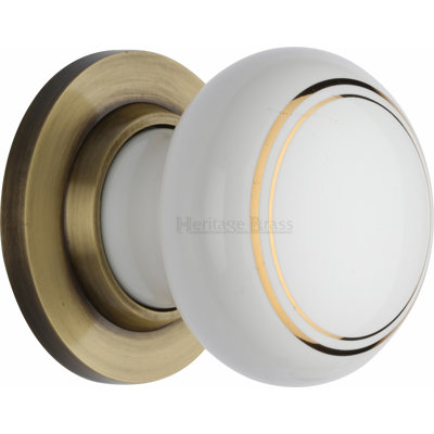 Gold Line Porcelain Door Knob on Rose