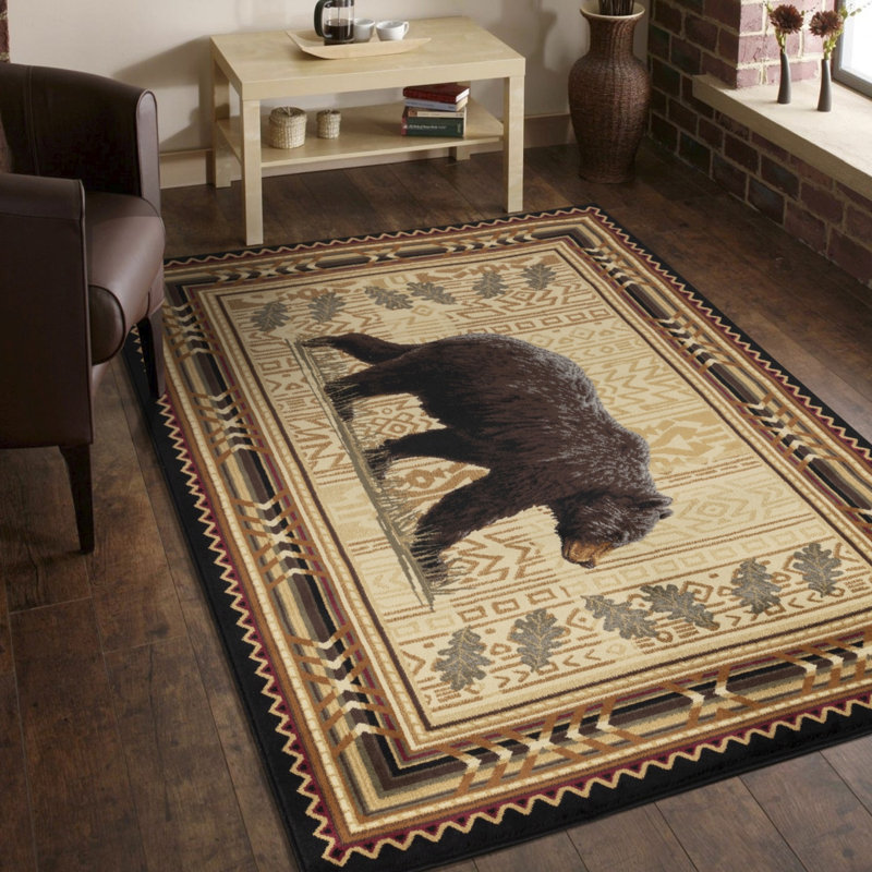 Nature's Nest Black Small Lodge Area Rug, Runner 2'7" x 7'3"
