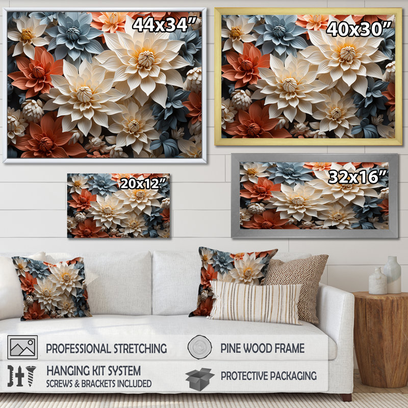 Douces fleurs élégantes de maman - impressions sur toile de mamans, Cadre flottant doré, H 34 po x l 44 po x P 1,5 po