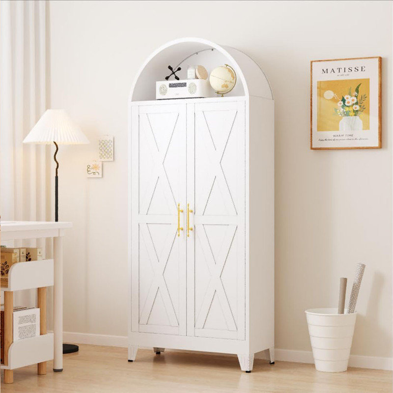 Armoire de rangement en métal avec tablettes réglables pour le garde-manger, la buanderie, Blanc