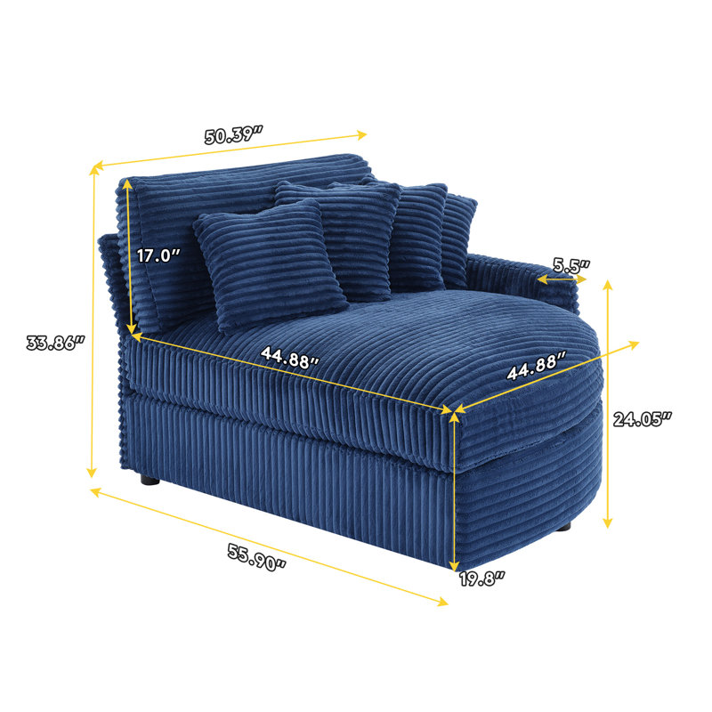 Chaise longue rembourrée avec coussin, Marine, Orienté à gauche (vu de face)