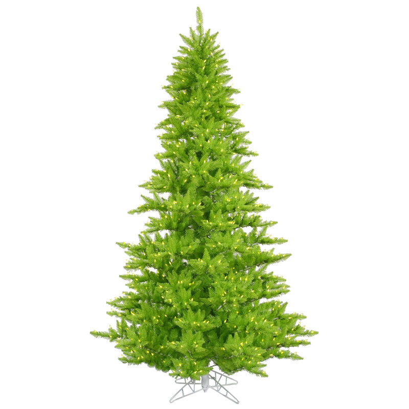 Lime Fir Artificial Christmas Tree withLED Lime Lights with Stand, 6.5' H x 46" W, Pre-Lit