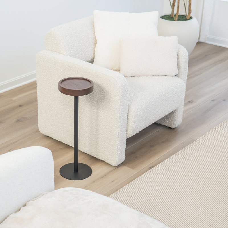 Round Side Table, Walnut, Black