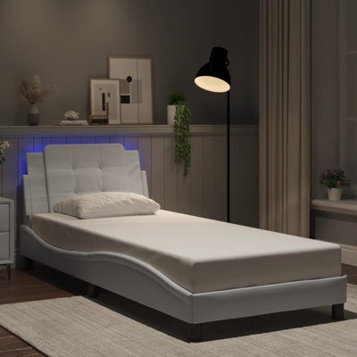 vidaXL Bed Frame with LED without Mattress Zadar White 100x190 cm