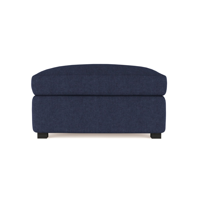Madison Upholstered Ottoman, Plush Velvet Blue Print, Ebony