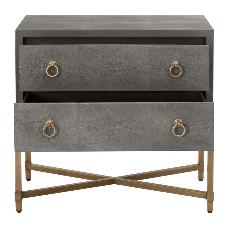 Mercato 32'' W Metal Nightstand, Gray Shagreen