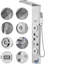 Shower Panel System, 6 Shower Modes, LED & Display Shower Panel Tower, Rainfall, Waterfall, 4 Body Massage Jets, Tub Spout, Handheld Shower Head 59" Hose, Stainless Steel Wall-Mounted Shower Set