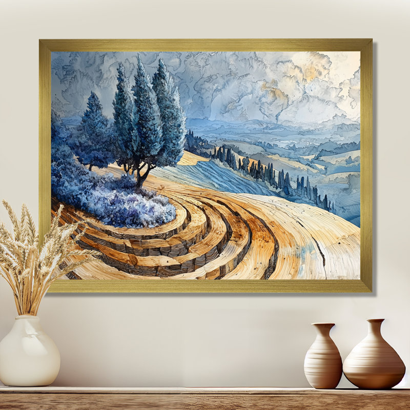 Wooler - Impression sur toile Vineyard, H 24 po x l 32 po, Reproduction encadrée d'une seule photo sans pass, Doré
