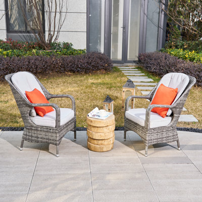 2 - Person Round Stone Patio Dining Set with Cushions included