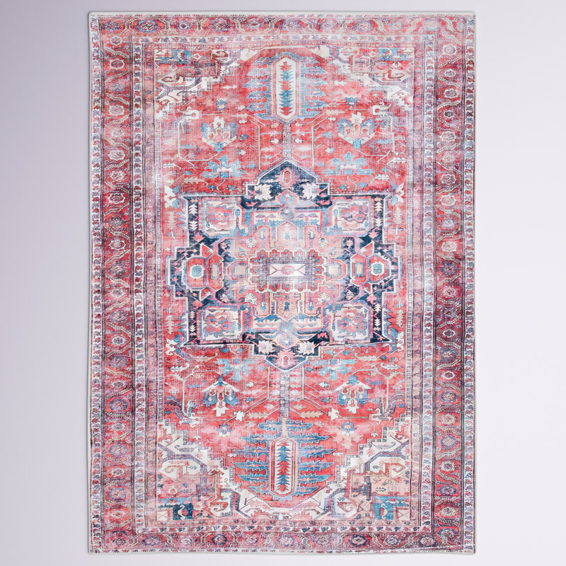 Adele Oriental Red/Navy Area Rug, Rectangle 10' x 14'