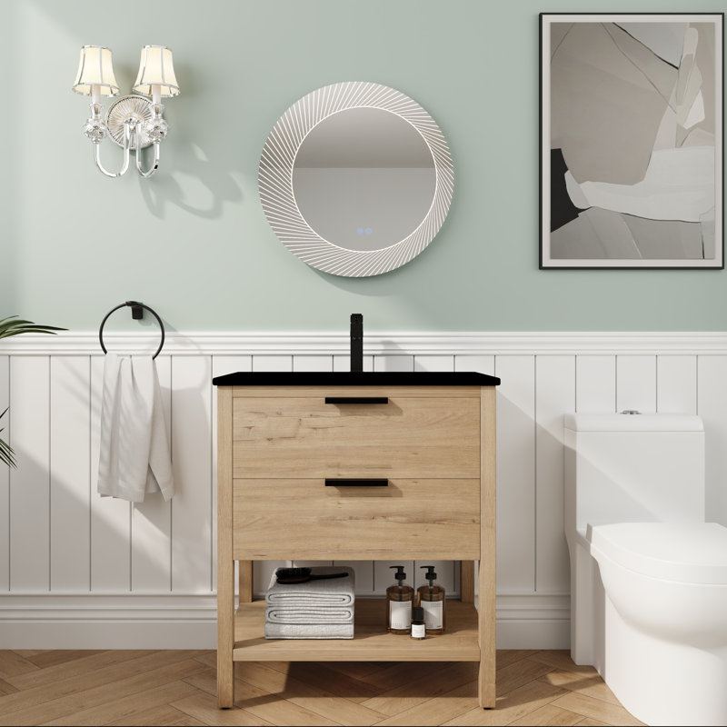 30" Bathroom Vanity with Drawers, Black