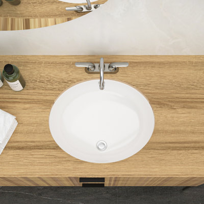 Lavabo de salle de bain ovale encastré en céramique blanche 18 "x 15" avec trop-plein | Idée de cadeau