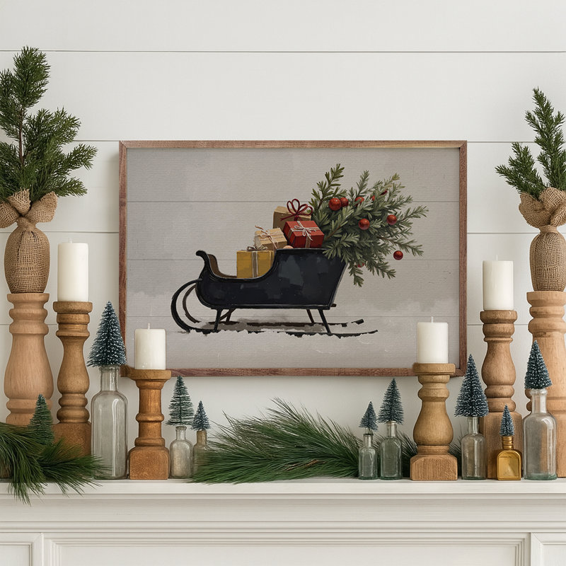 Black Sleigh, 5" H x 8" W