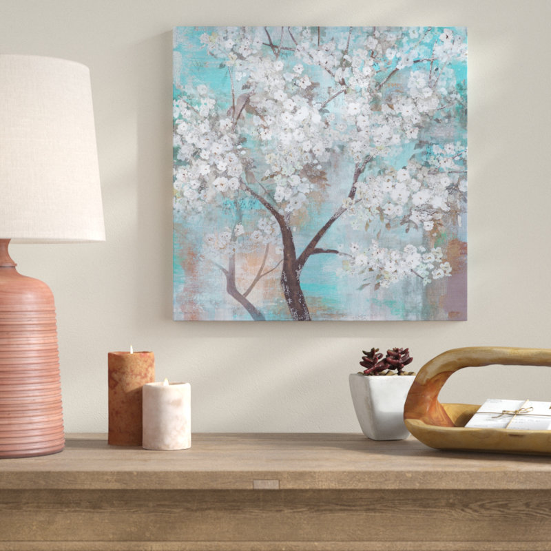 Arbre en fleurs, peinture sur toile tendue