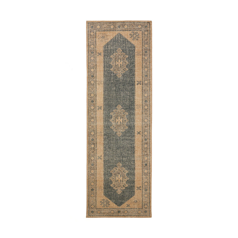 Tapis oriental beige noué à la main Cesia, Tapis de couloir 3 pi x 9 pi