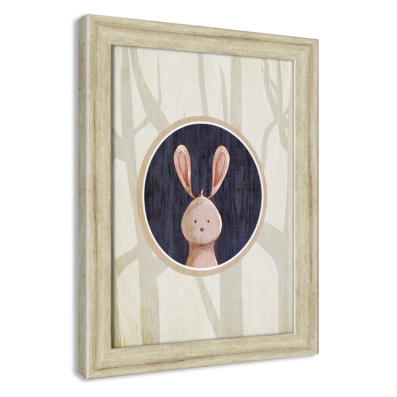 «Juvenile Forest Animals», impression sur papier, H 14 po x l 10 po x P 0,6 po, Beige Flat Framed