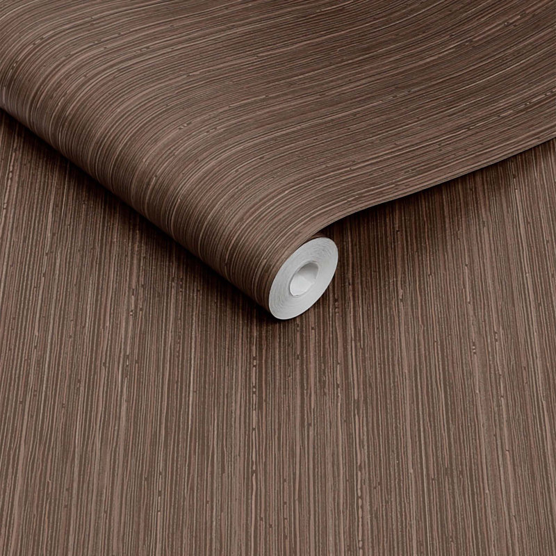 Fibre Stripe Chocolate Wallpaper, Sable