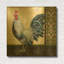 «Damask Rooster B» par Jean Plout, art mural en métal doré, 36 po x 36 po-132265370