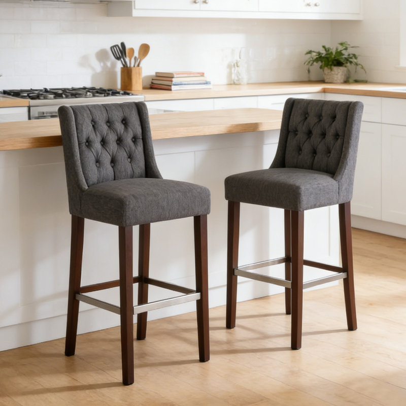 Ensemble de 2 tabourets de bar, Gris foncé