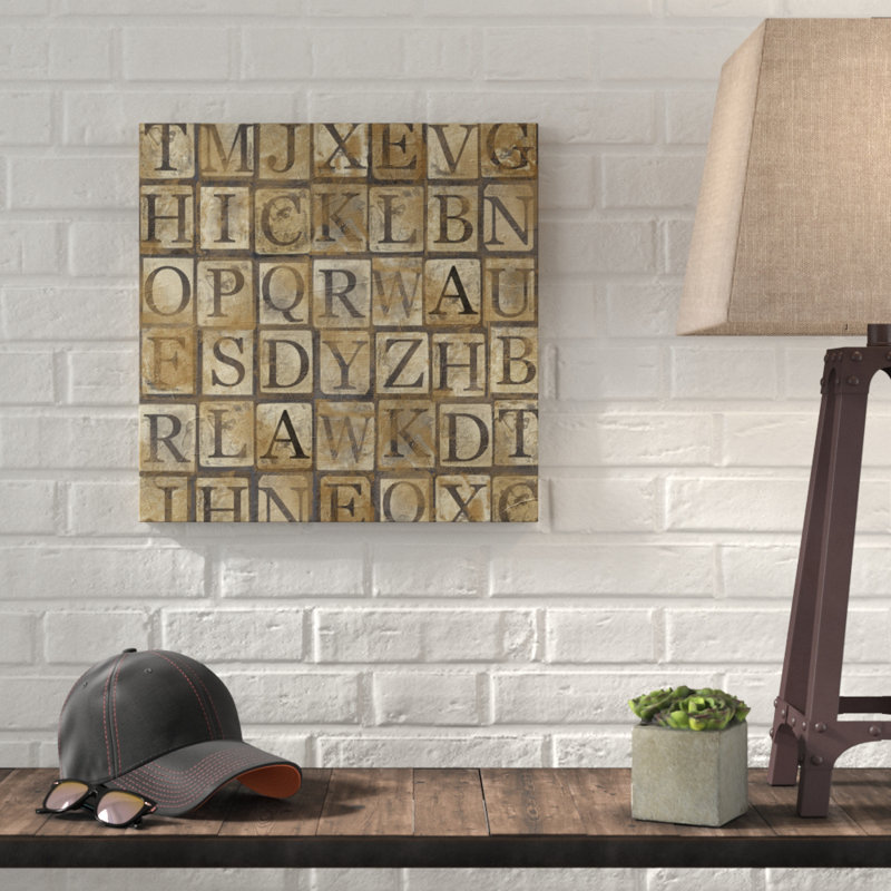 « grungy lettres large », art textuel sur toile tendue, H 14 po x l 14 po