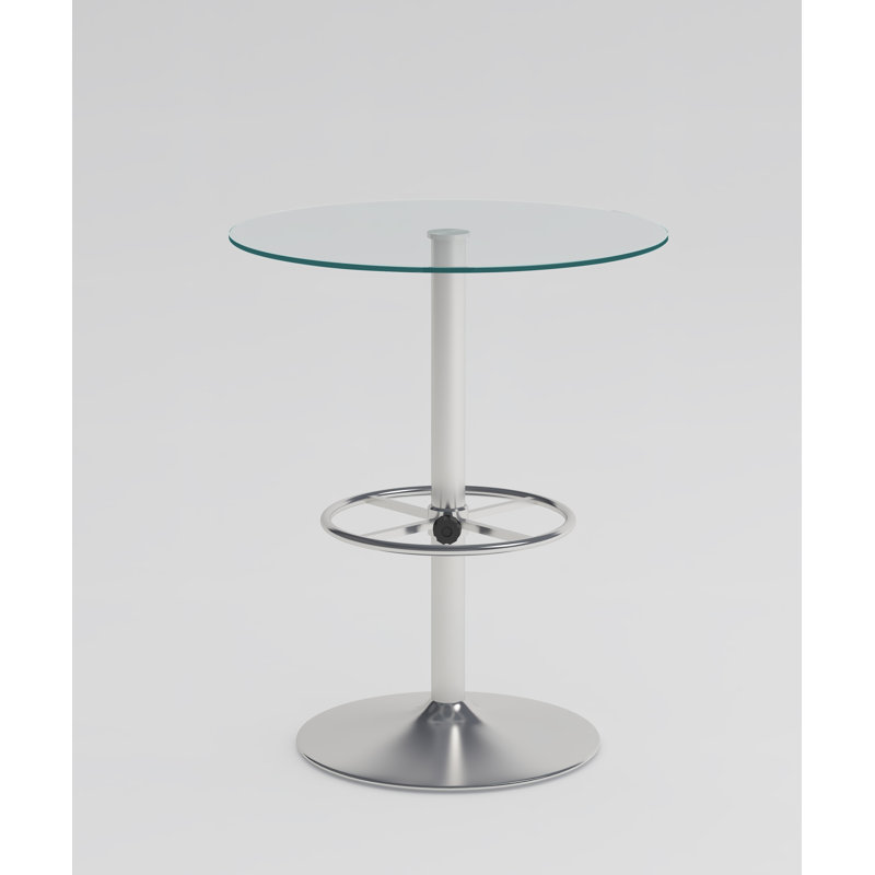 Chrome Finish 30" Contemporary Glass Round Counter Table