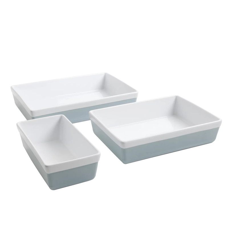 Ensemble de plats en grès 3 pièces Martha Stewart, Bleu