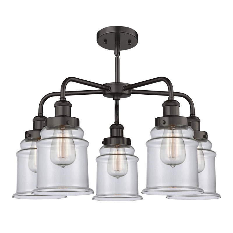 Alvi 5 - Light Glass Dimmable Chandelier, Clear, Oil Rubbed Bronze