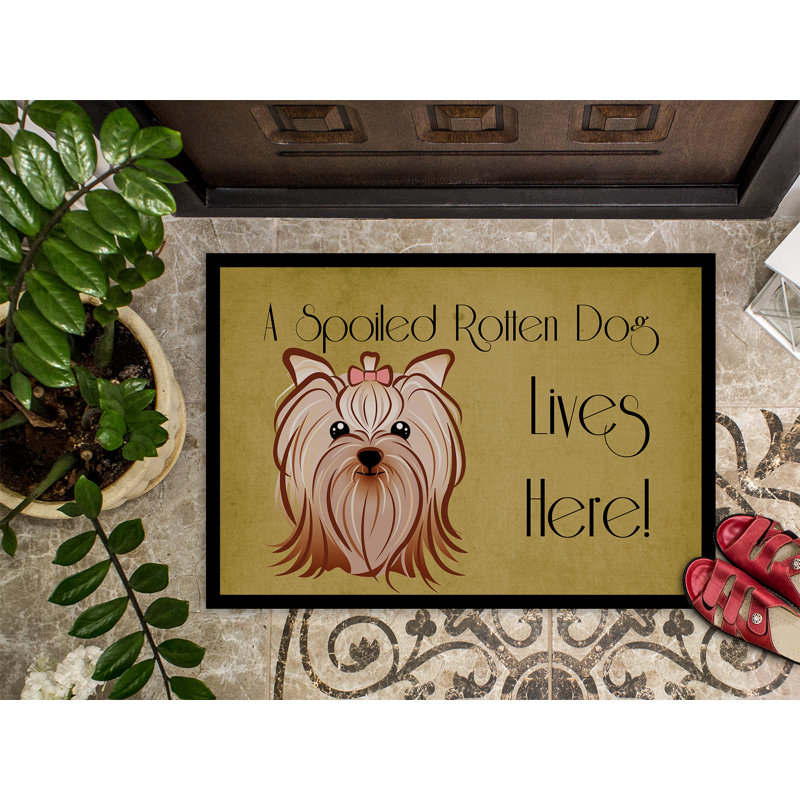 Paillasson d’extérieur anti-dérapant Trae Yorkshire terrier, Rectangle 1 pi 6 po x 2 pi 3 po