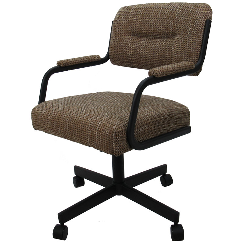 Chaise avec accoudoirs en métal Craner, À damier, Brun