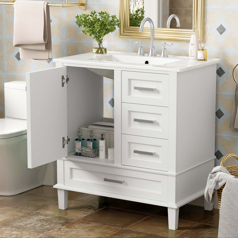 Ensemble de meuble-lavabo moderne 30 po avec meuble-lavabo 30 po, Blanc