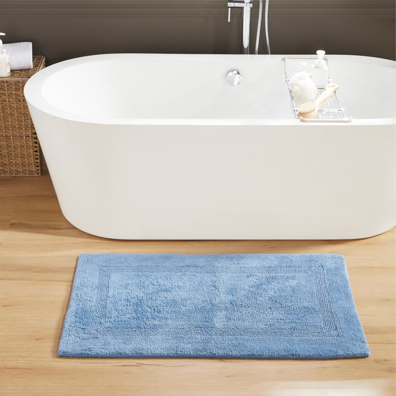Rozanne Reversible Cotton Bath Rug, Dark Blue, 24" x 40" Rectangle