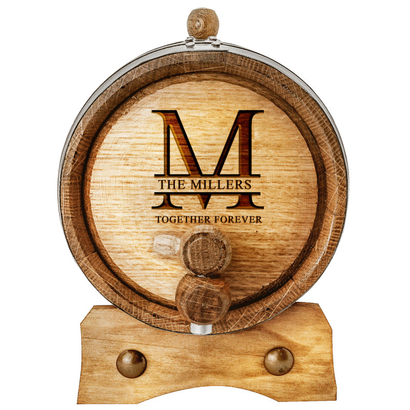 Verre à whisky et baril personnalisé avec lettres séparées, 5 L, Oui