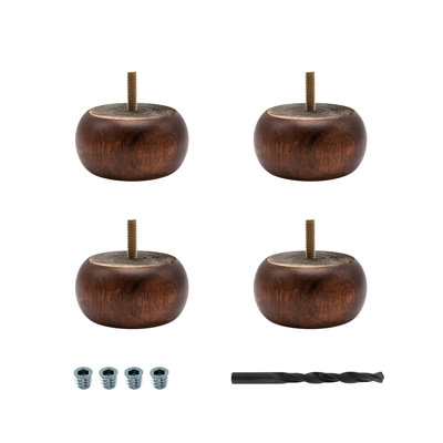 1-7/8 in x 3-5/8 in Solid Hardwood Round Bun Foot