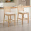 Tabouret de comptoir moderne de 26 po avec dossier en rotin et structure en bois-116133464-116133463