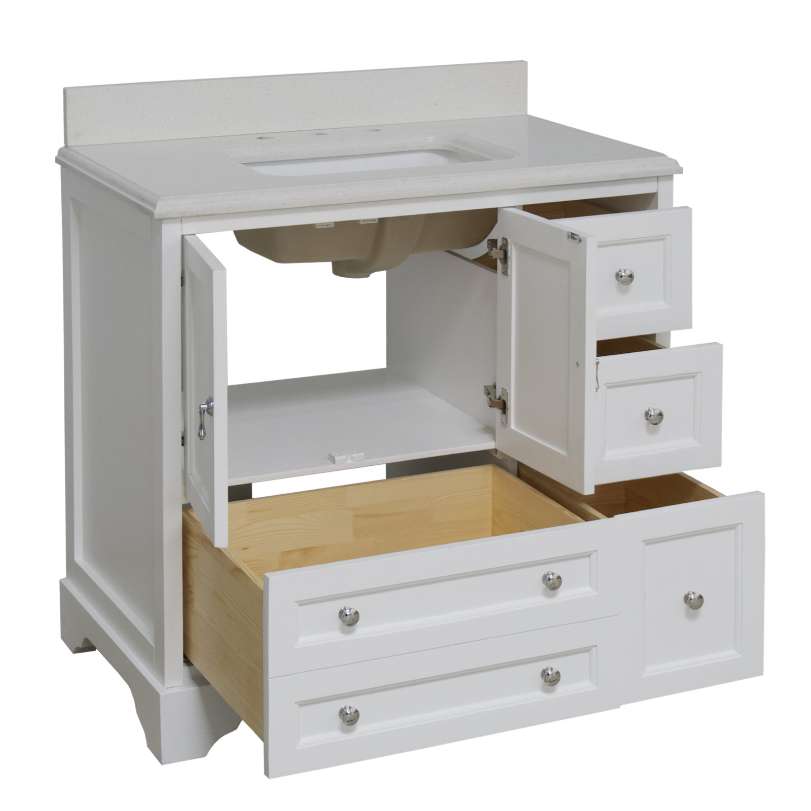 Tilford 36'' Single Bathroom Vanity, White, Quartz