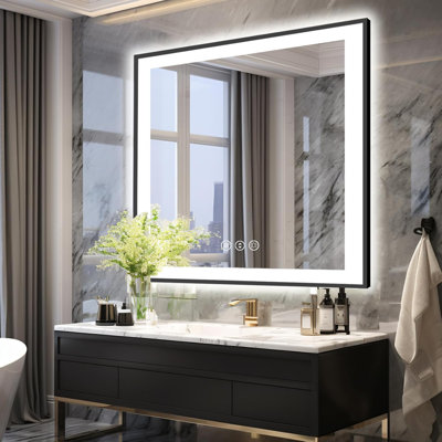 Luxury Aluminum Framed Smart Mirror - Super Bright Front & Back LED Lighting, Auto Defogtech & 3-Color Dimming | ETL Certified + 3Y Warranty   