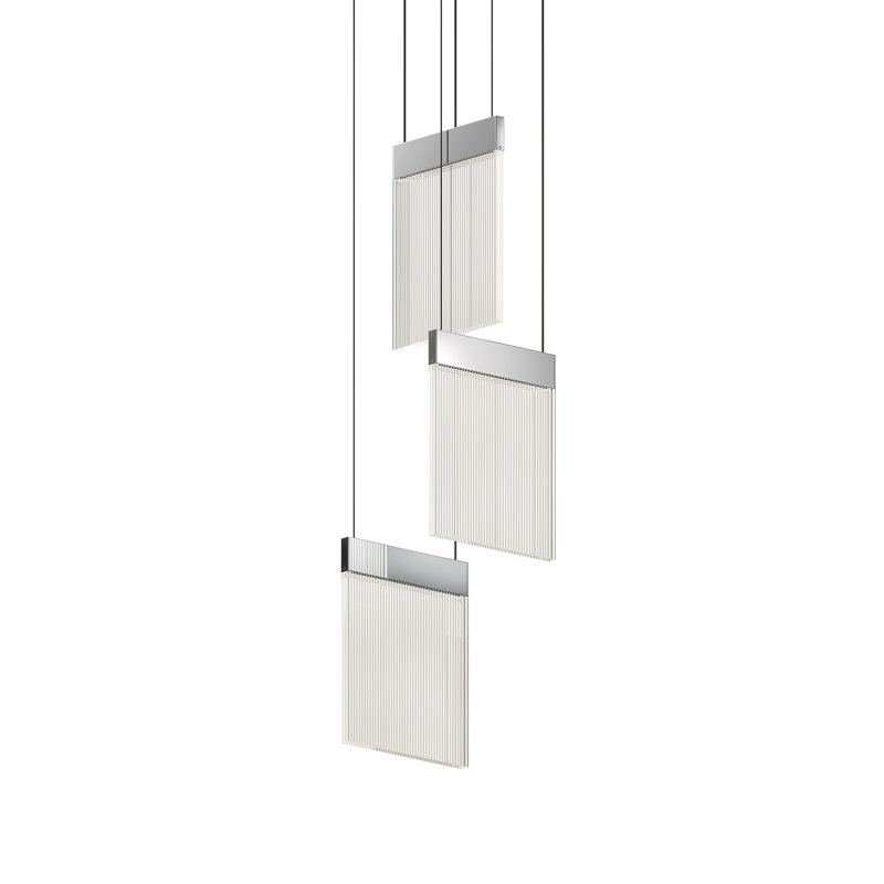 V Panels 3 - Light LED Pendant, Polished Chrome