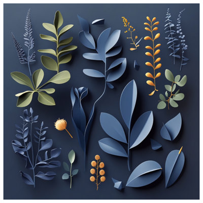 Paper Leaves Shower Curtain - Floral Bathroom Decor Minimalist