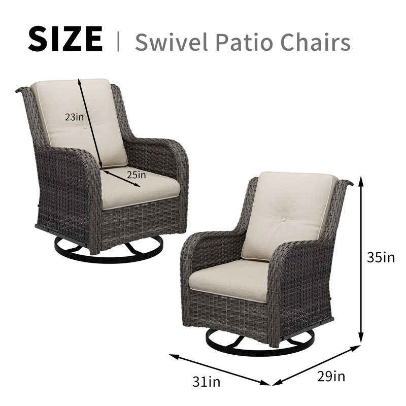 Fauteuil oscillant pivotant avec coussins en oléfine Anahit, Beige