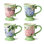 Ensemble de 4 tasses Garden Path - tasses à café sur pied en céramique 14 oz avec motif floral d'hortensias rose, mauve et blanc - va au lave-vaisselle, parfait pour le thé, le café et les cadeaux