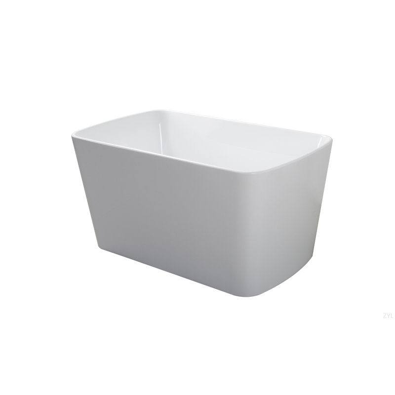 Baignoire de trempage autoportante en acrylique de 49 po, bain de trempage japonais de forme carrée, conception à asseoir avec trop-plein chromé et bonde