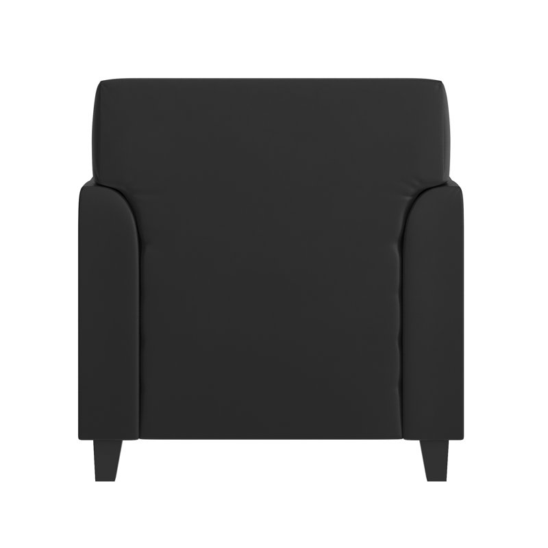 Eco-Friendly Black Leather & Wood Contemporary Armchair