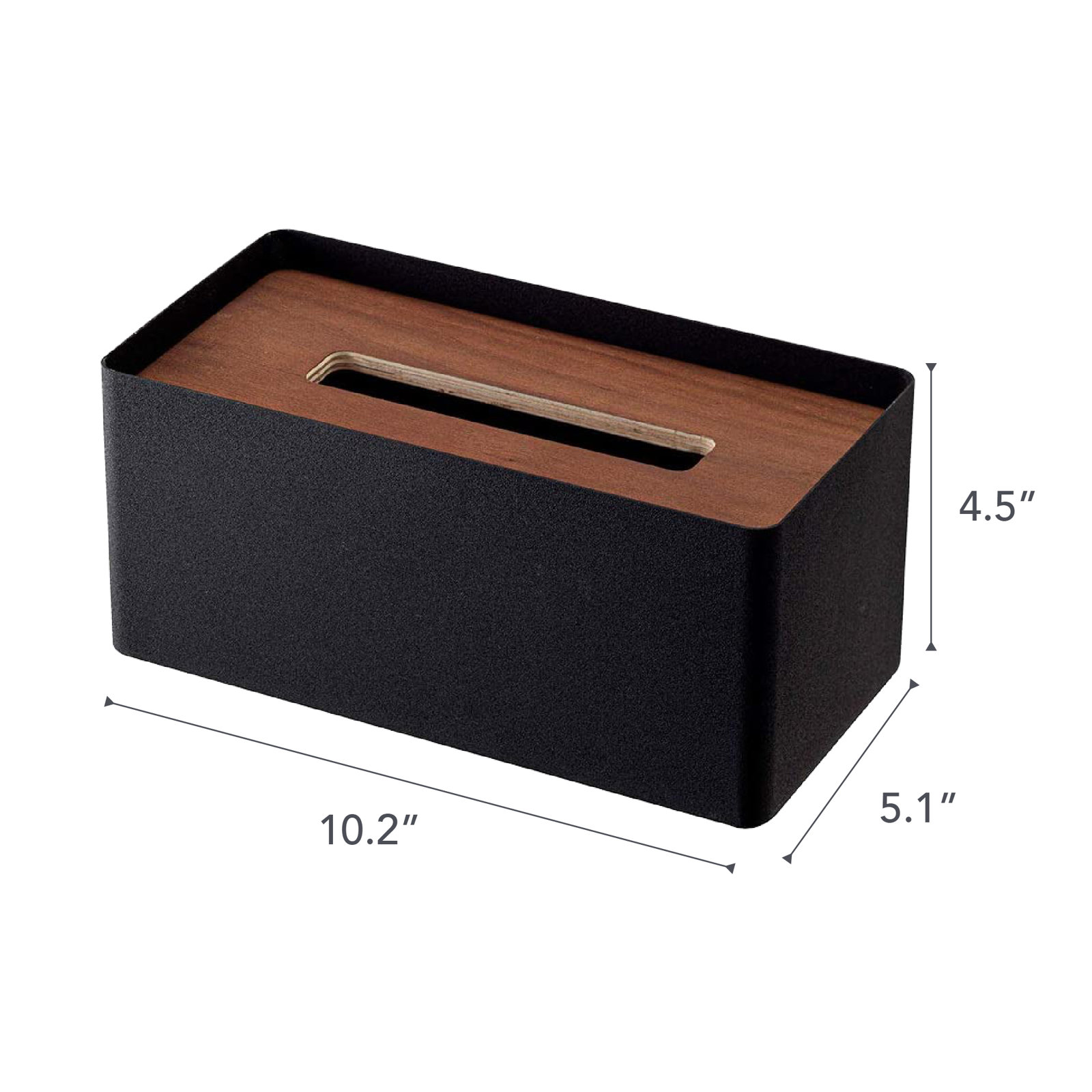 Yamazaki Home Rectangular Tissue Box Cover, Black/Brown
